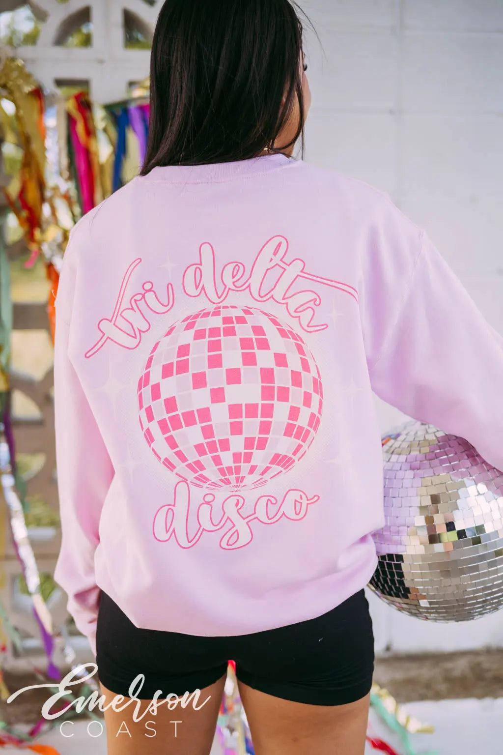 Tri Delta Pink Disco Crewneck
