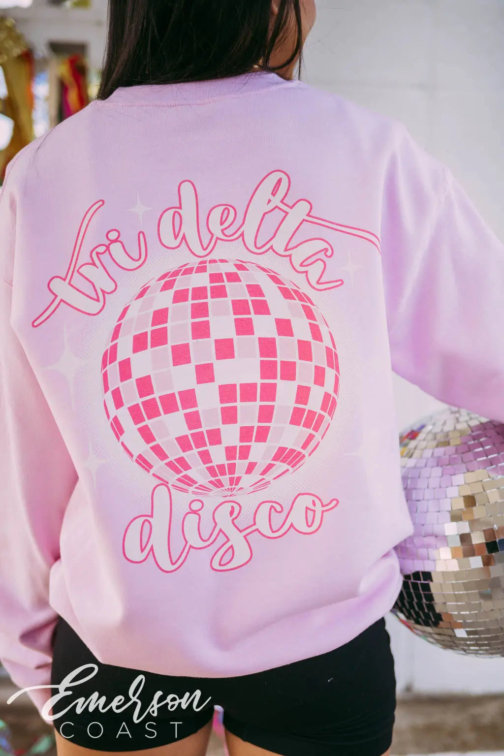 Tri Delta Pink Disco Crewneck