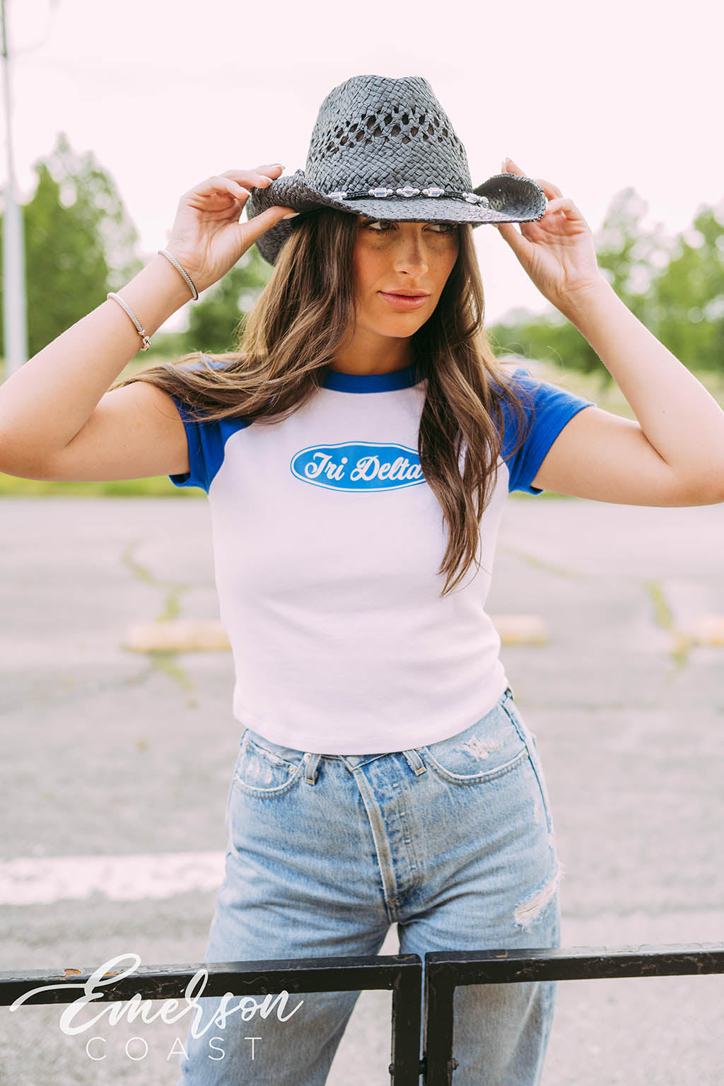 Tri Delta Built Tough Raglan Baby Tee