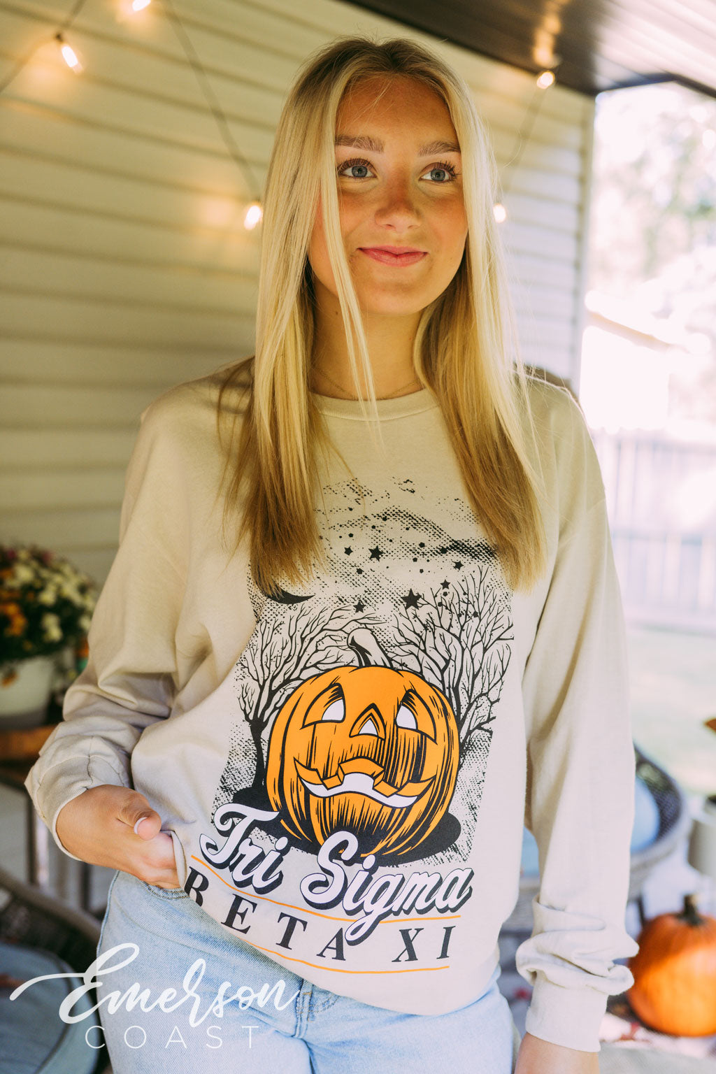 Tri Sigma Jack-O-Lantern Sand Crewneck