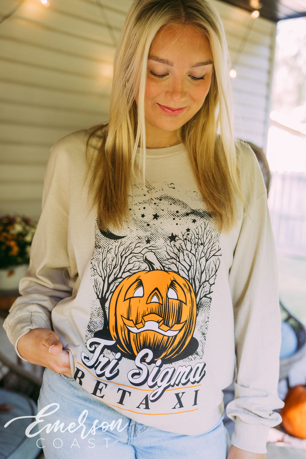 Tri Sigma Jack-O-Lantern Sand Crewneck
