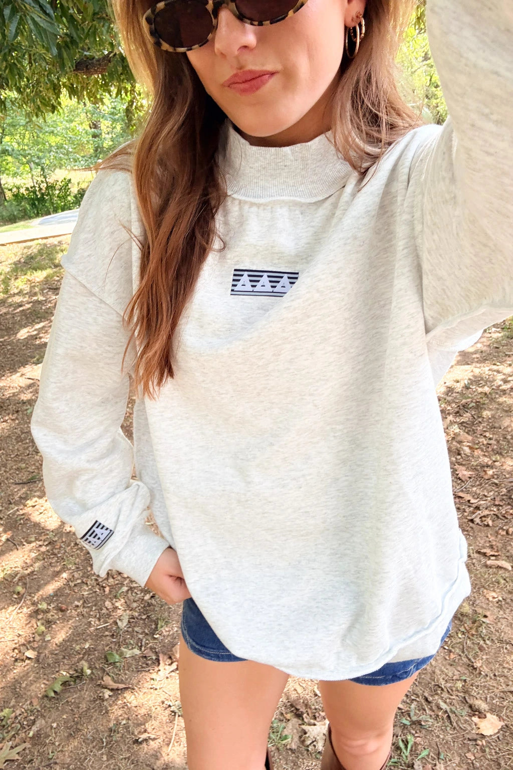 Tri Delta Gray Mockneck