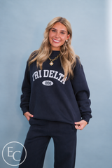 Tri Delta Varsity Navy Mockneck