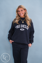 Tri Delta Varsity Navy Mockneck