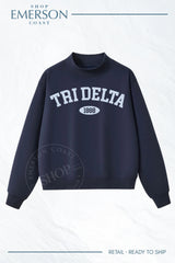 Tri Delta Varsity Navy Mockneck