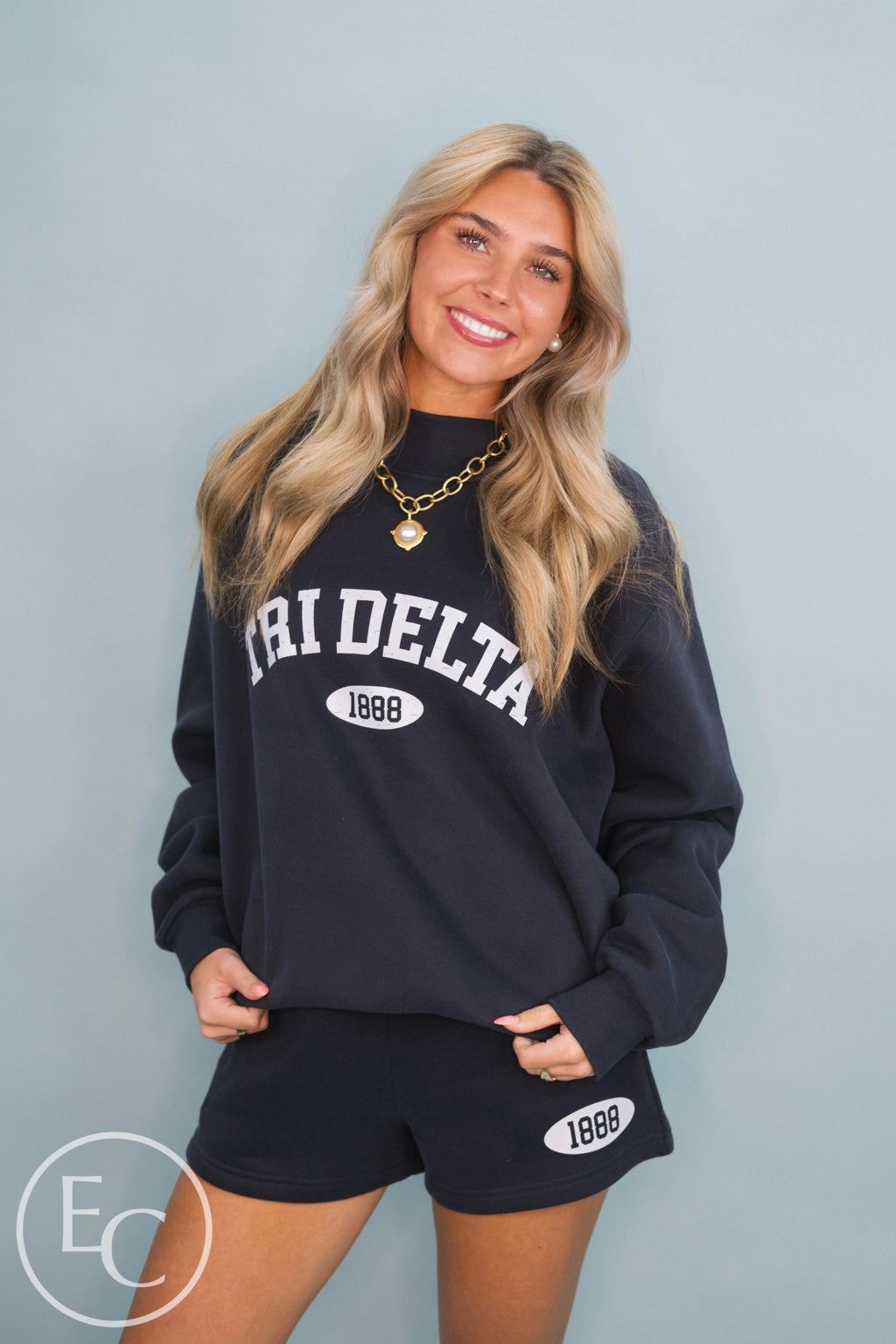 Tri Delta PR Navy Heritage Mockneck Set