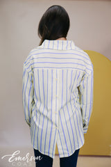 Tri Delta Light Yellow Stripe Button Down Shirt