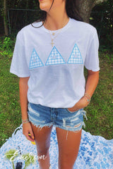 Tri Delta Blue Gingham Letter Tshirt