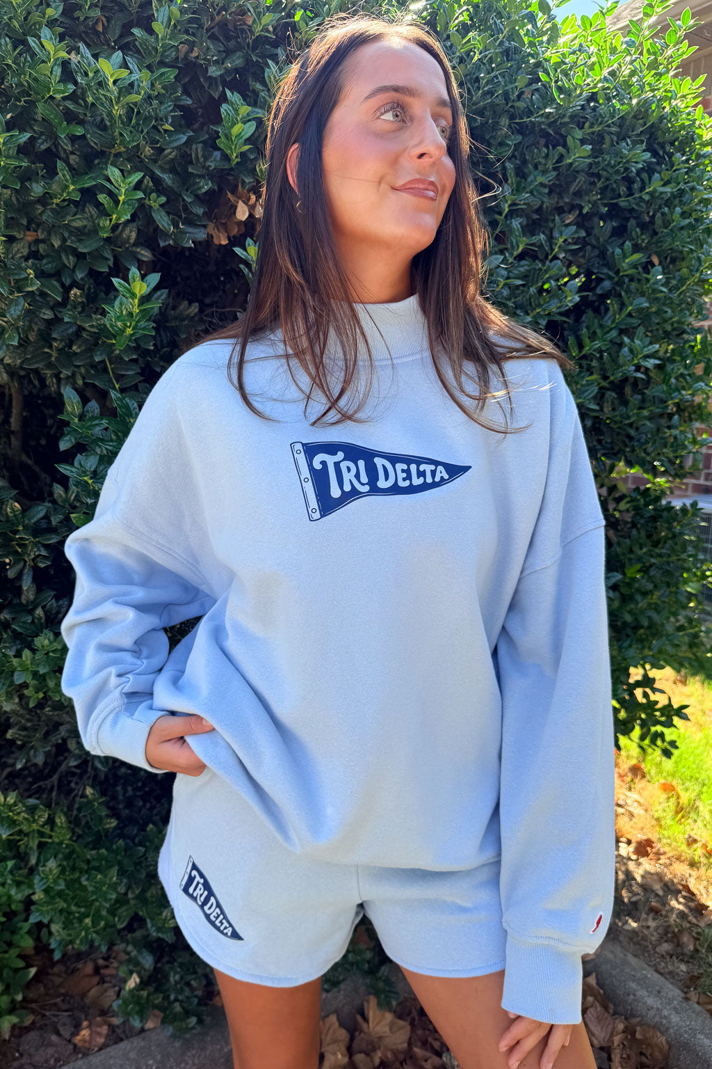 Tri Delta Blue Pennant Mockneck Set