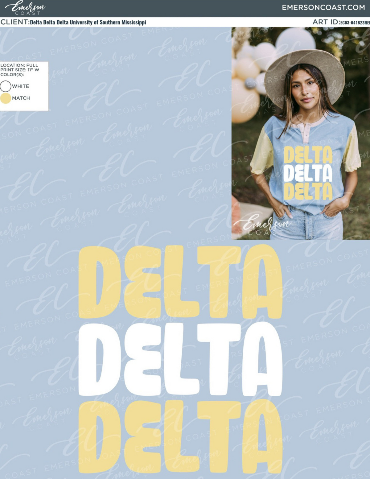 Delta Delta Delta Blue and Yellow Colorblock Henley