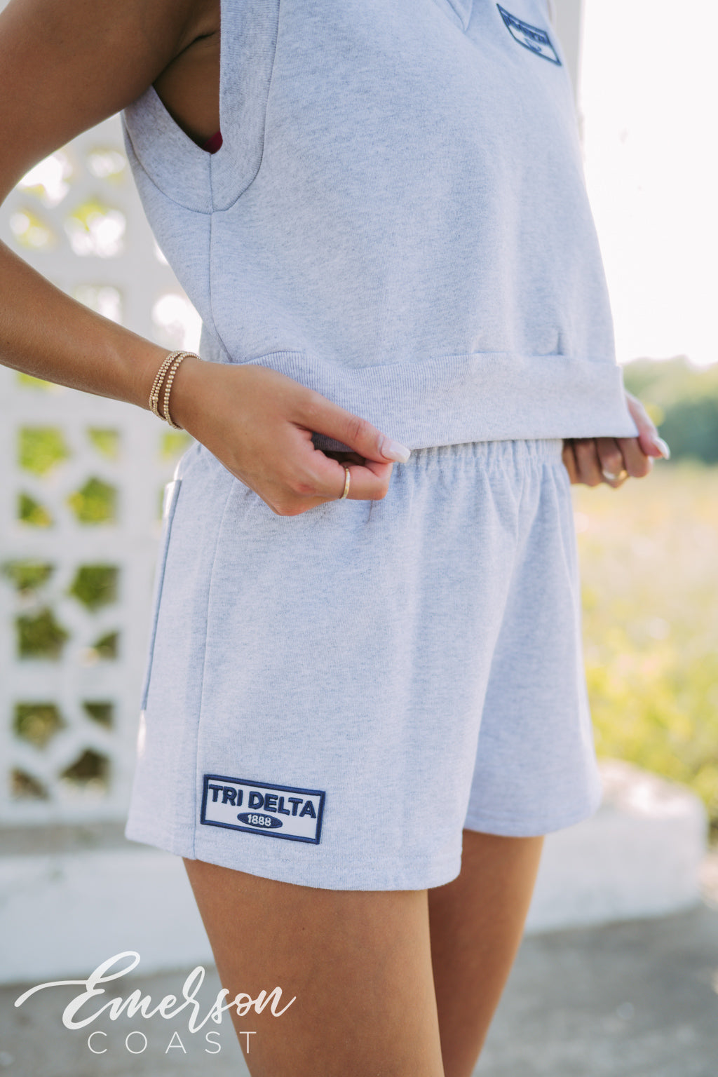 Tri Delta Cropped V-Neck Vest and Shorts Set