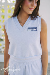 Tri Delta Cropped V-Neck Vest and Shorts Set