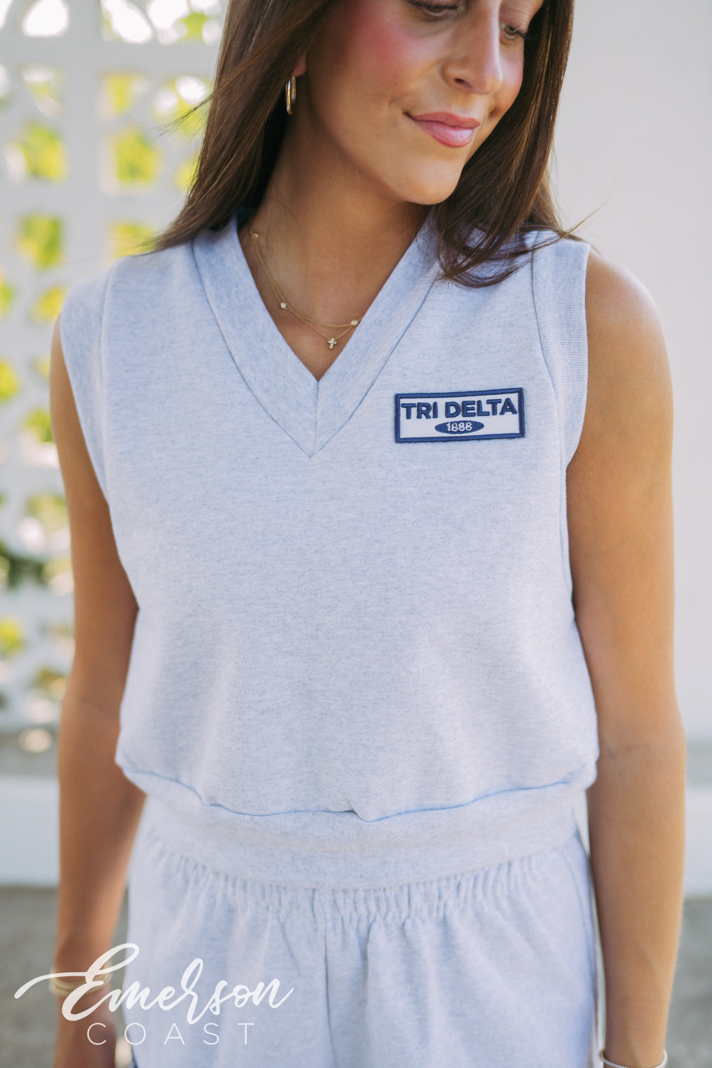 Tri Delta Cropped V-Neck Vest and Shorts Set