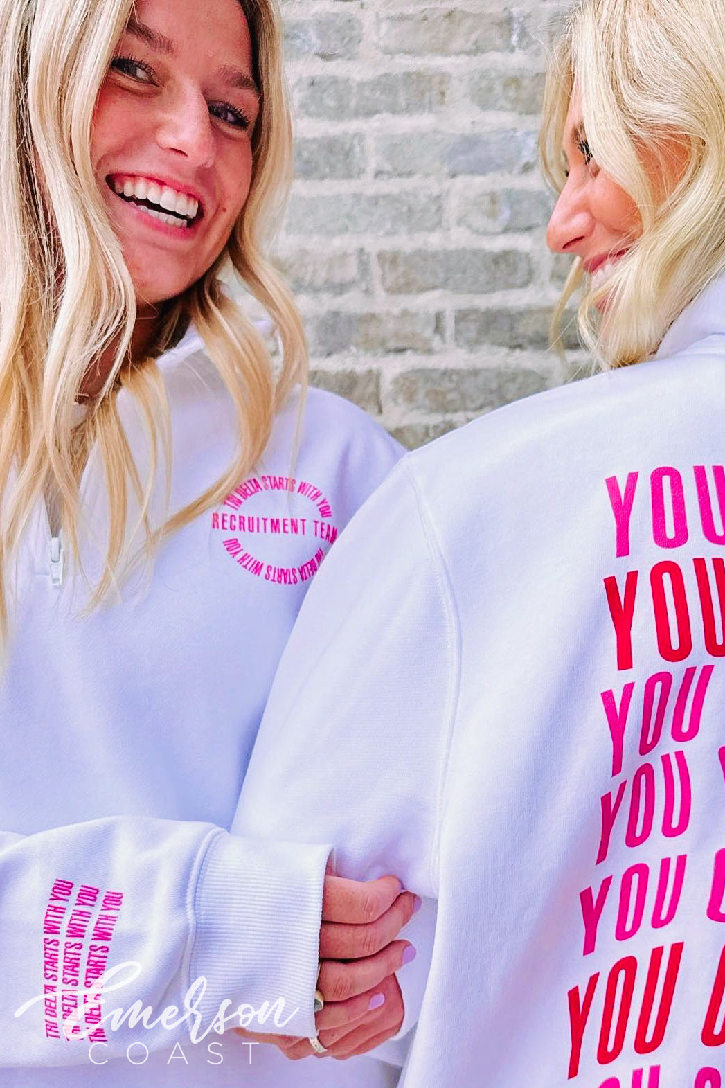 Tri Delta Recruitment Team Quarter Zip Hoodie