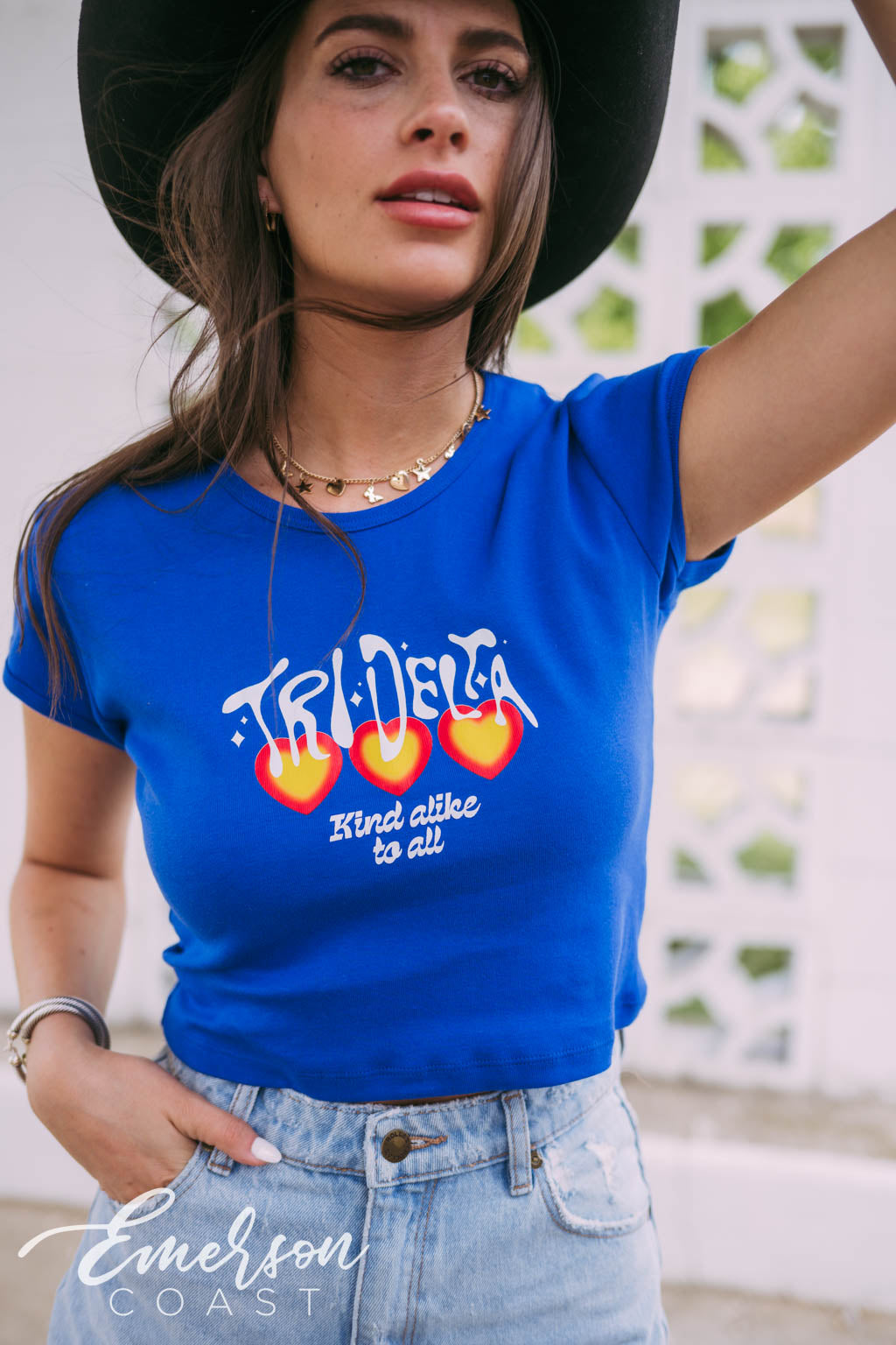Tri Delta Kind Alike To All Royal Blue Baby Tee - Emerson Coast