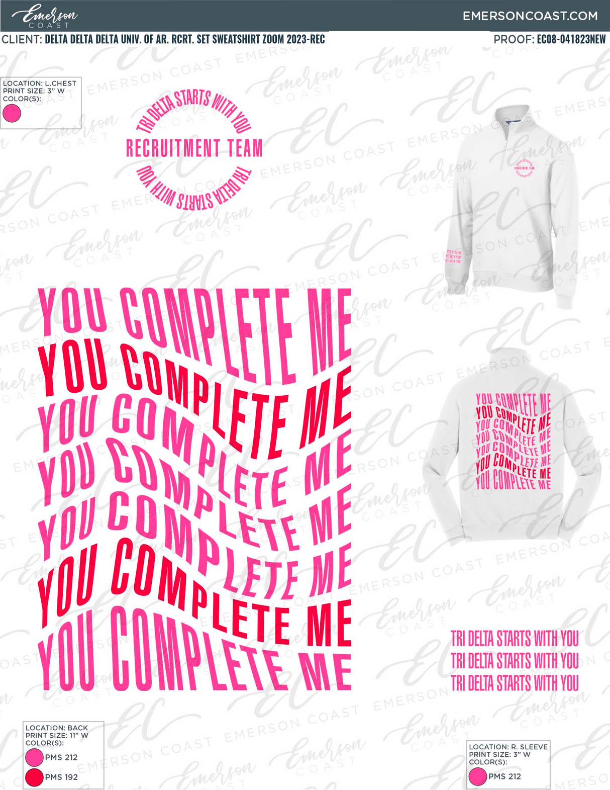 Tri Delta Recruitment Team Quarter Zip Hoodie