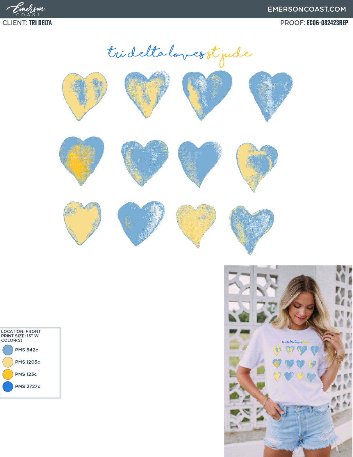 Tri Delta Loves St. Jude Watercolor Heart Tee