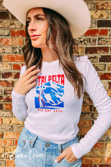 Tri Delta Apres Ski Bid Day Long Sleeve Baby Tee