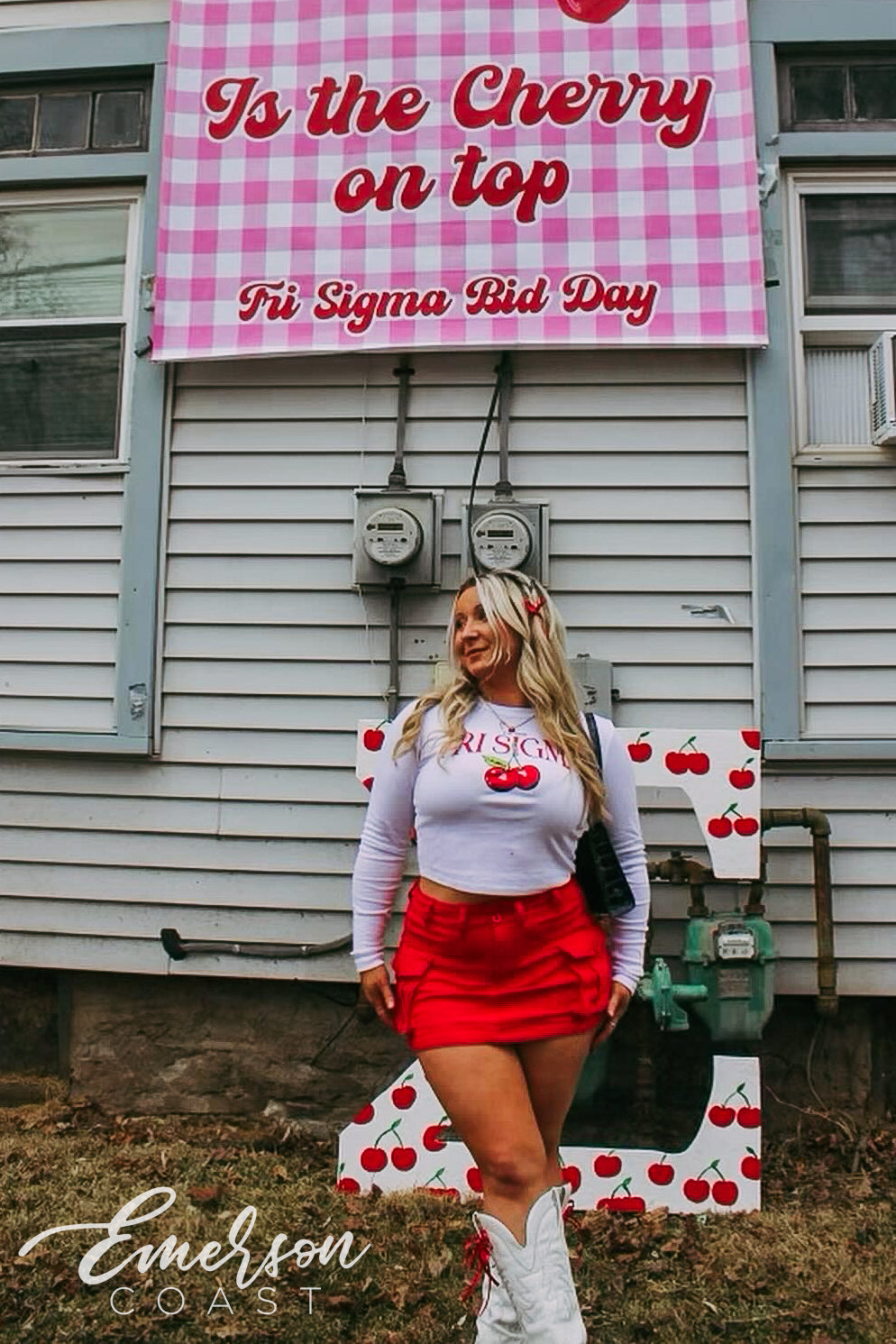Tri Sigma Cherry On Top Bid Day Long Sleeve Baby Tee