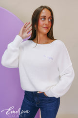 Tri Sigma White Slouchy Sweater