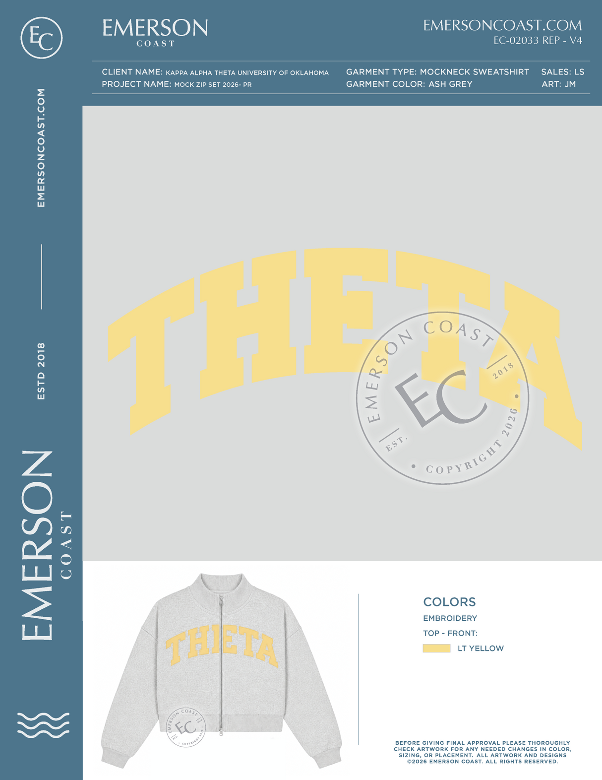 EC-02033 REP Kappa Alpha Theta University of Oklahoma Mock Zip Set 2026- PR - MOCKNECK