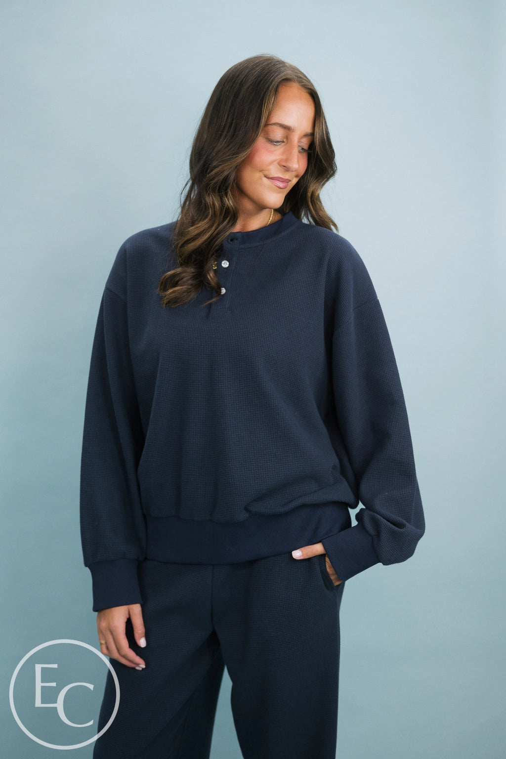 Emerson Coast Waffle Knit Henley Sweatshirt & Pants Set