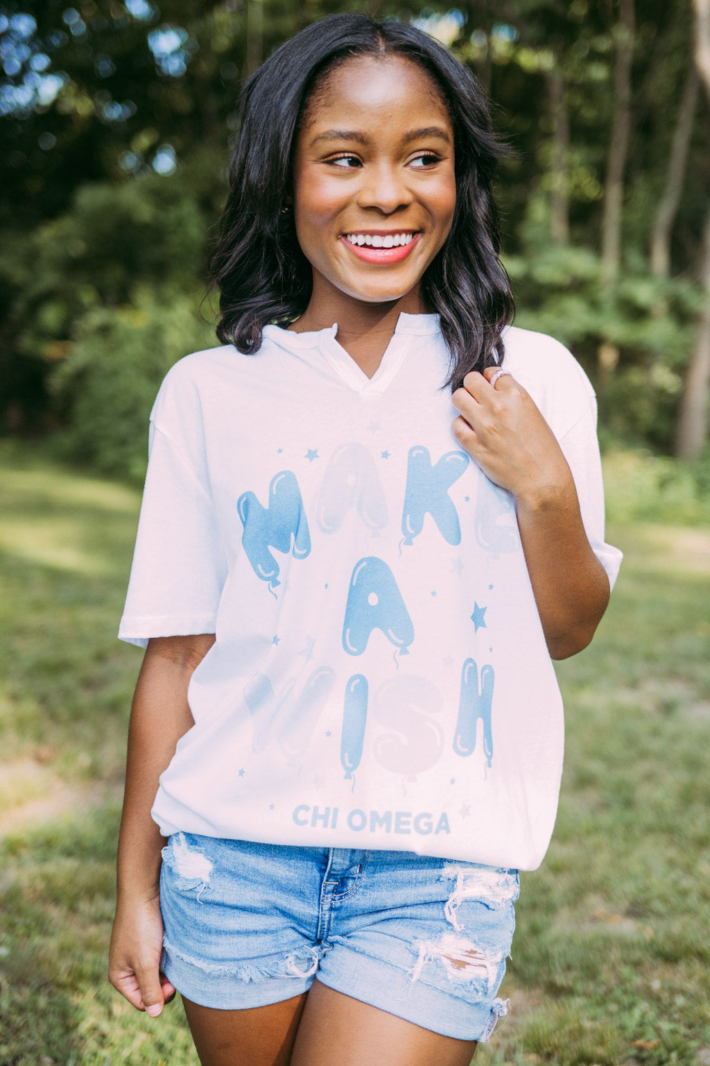 Chi Omega Make a Wish Balloon Notch Tshirt