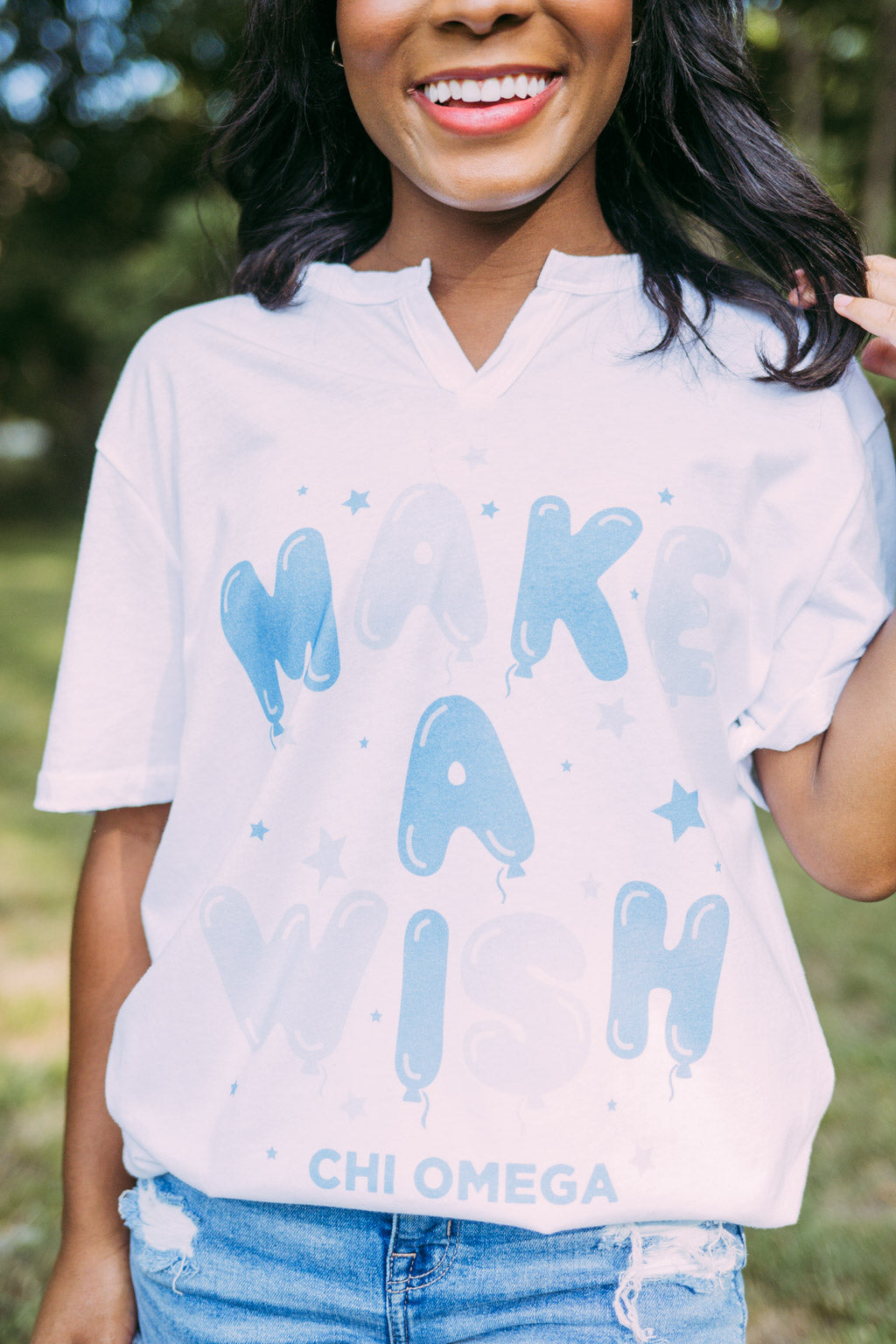 Chi Omega Make a Wish Balloon Notch Tshirt