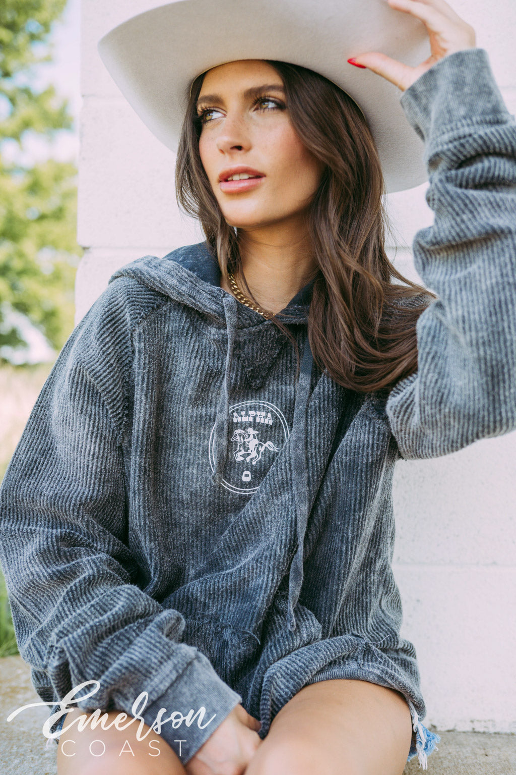 Alpha O Yeehaw Cord Hoodie