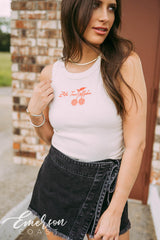 Zeta Tau Alpha Disco Cherries Microrib Baby Tank