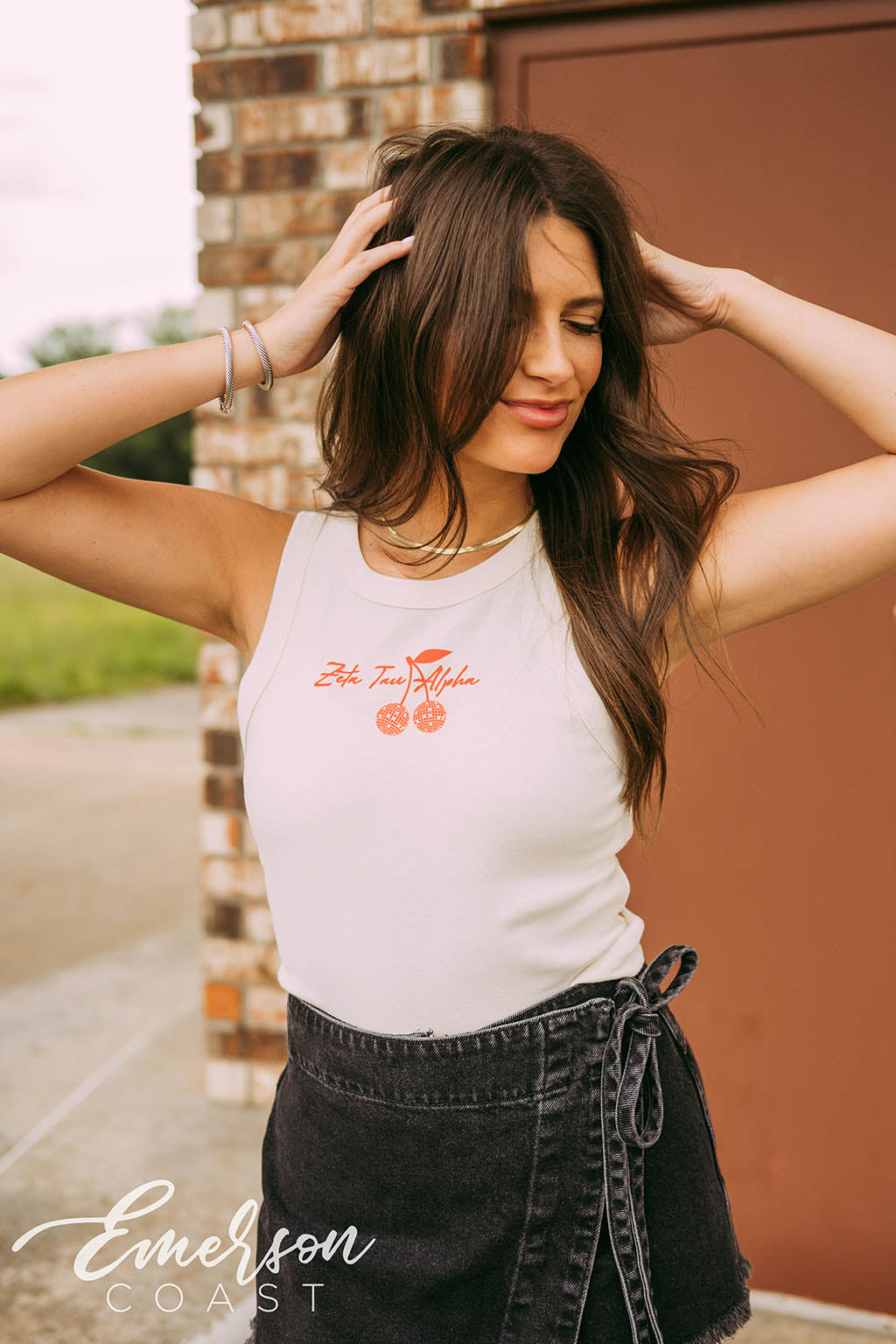 Zeta Tau Alpha Disco Cherries Microrib Baby Tank