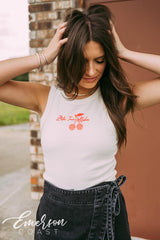 Zeta Tau Alpha Disco Cherries Microrib Baby Tank