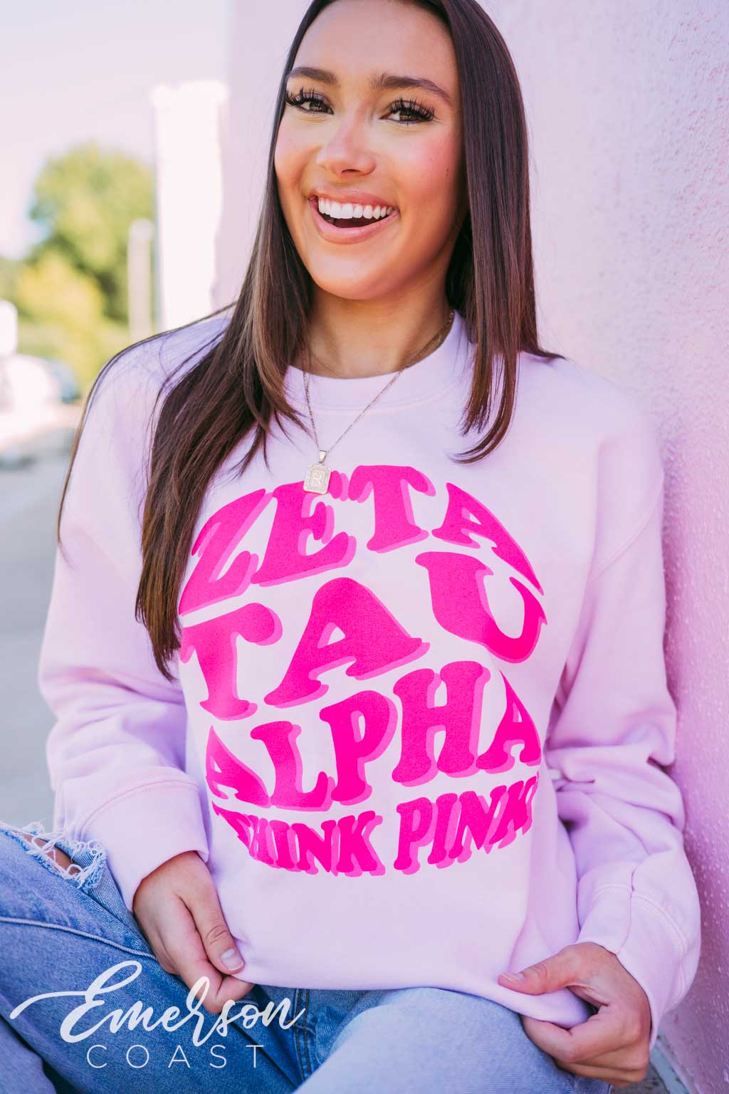 Zeta Tau Alpha Think Pink Crewneck