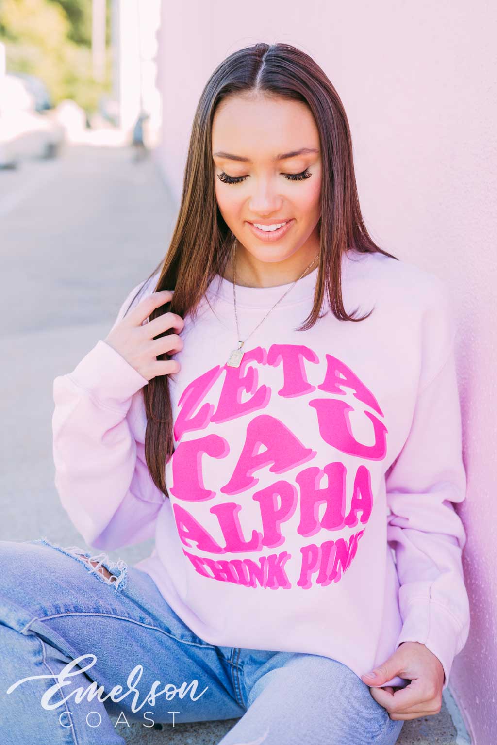 Zeta Tau Alpha Think Pink Crewneck