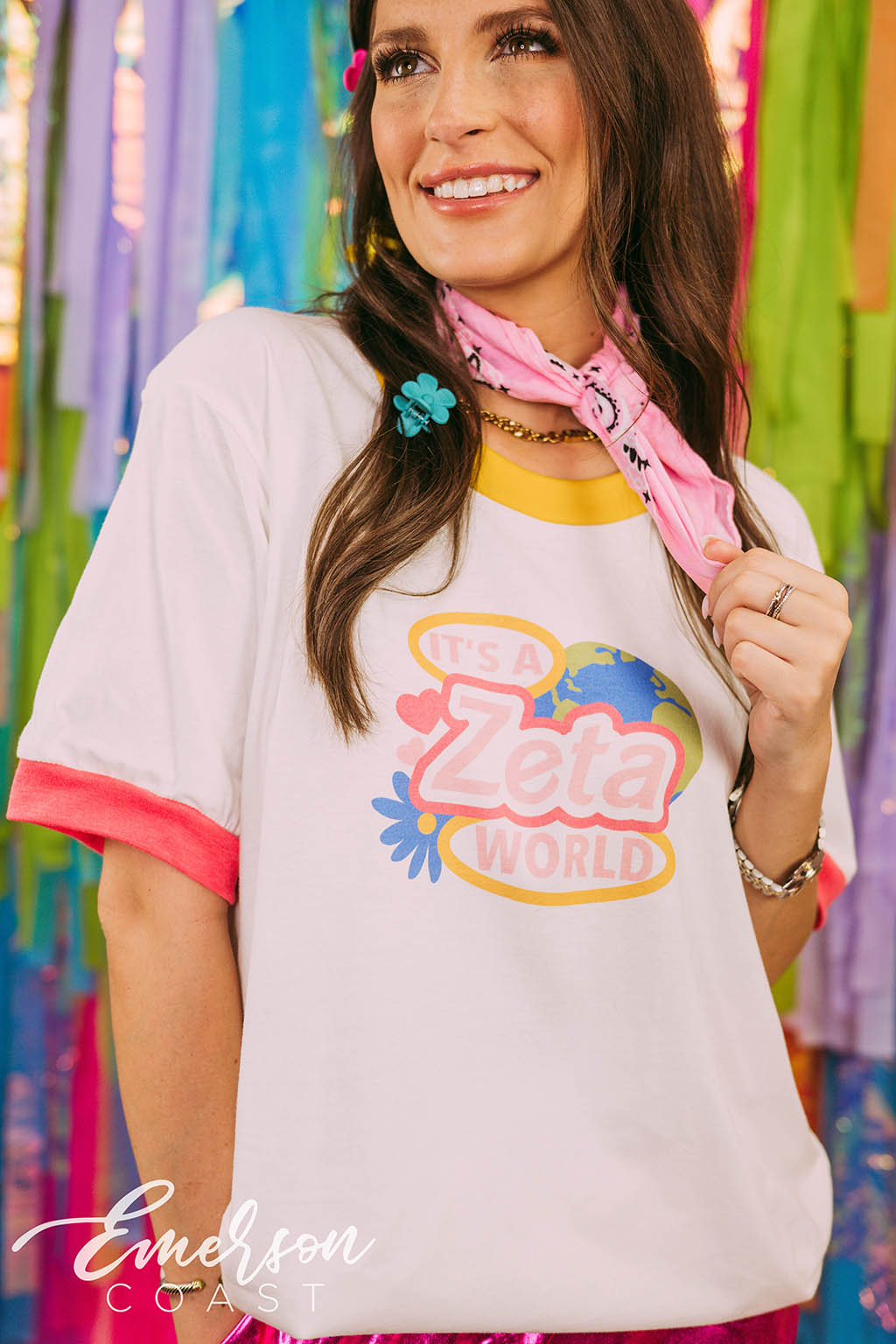 Zeta World Bid Day Colorblock Ringer
