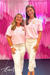 Zeta Tau Alpha University of Tennessee Recruitment Pink Greek Letter Tee