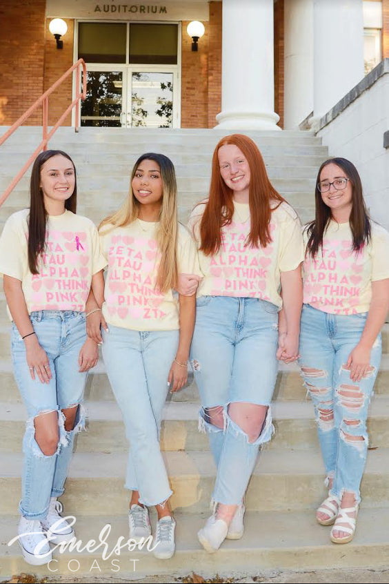 Zeta Tau Alpha East Central University Think Pink Philanthropy Tshirt