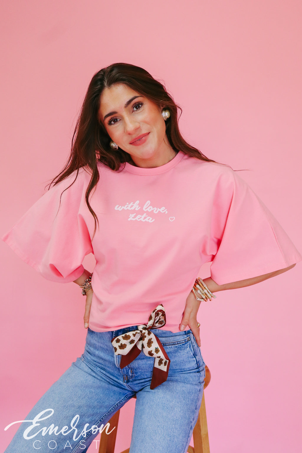 Zeta Pink Bell Sleeve Tee