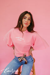 Zeta Pink Bell Sleeve Tee