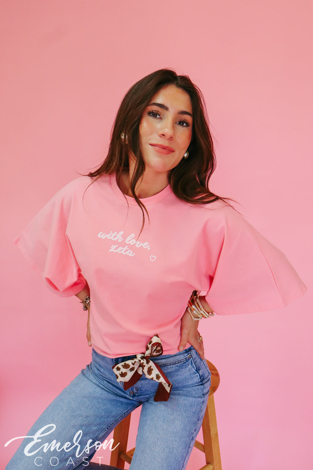 Zeta Pink Bell Sleeve Tee