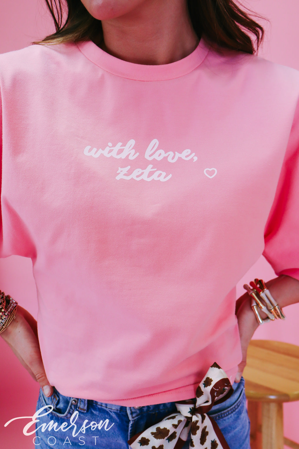 Zeta Pink Bell Sleeve Tee