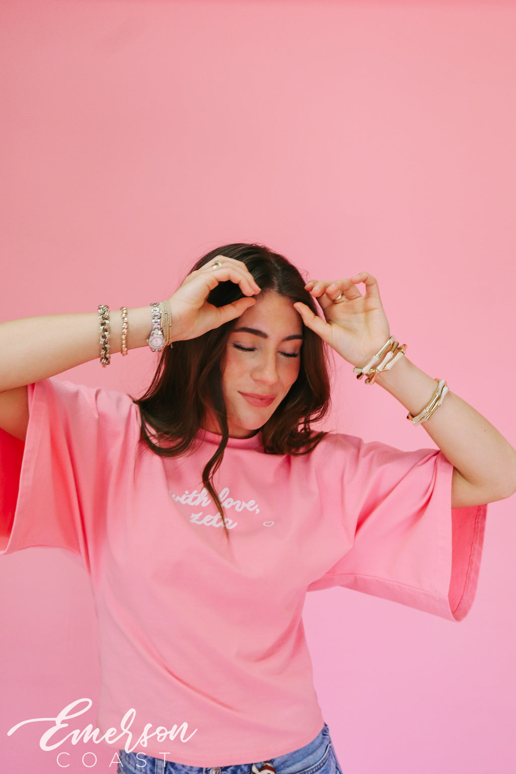 Zeta Pink Bell Sleeve Tee