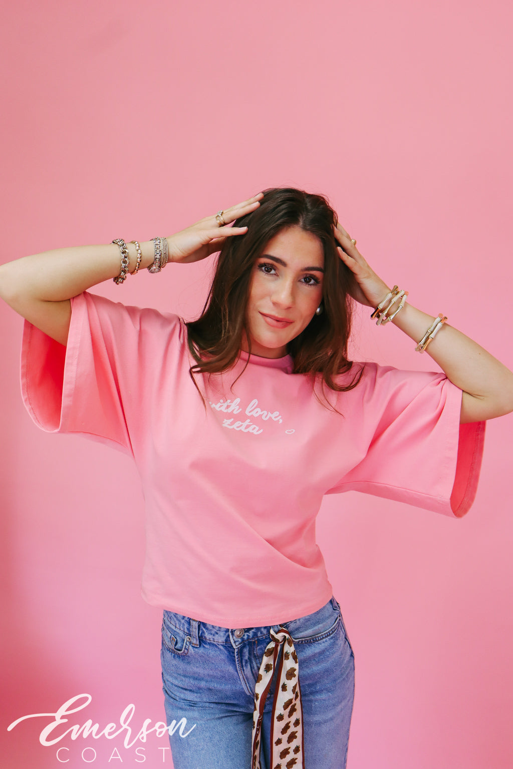 Zeta Pink Bell Sleeve Tee