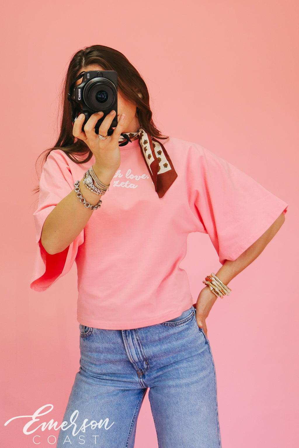 Zeta Pink Bell Sleeve Tee