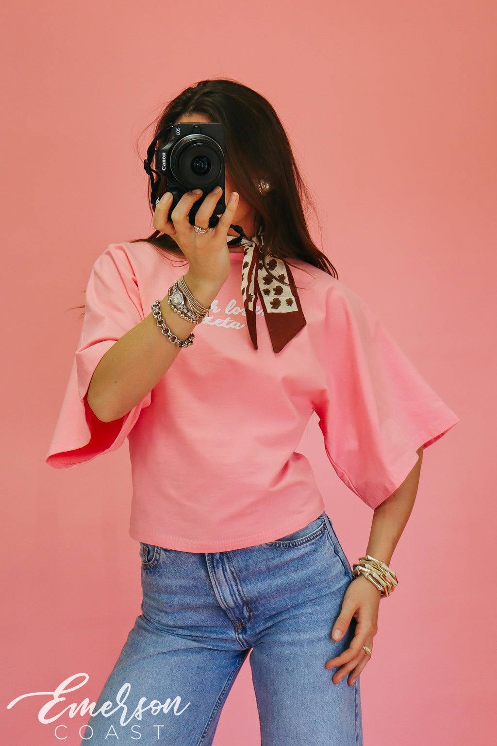 Zeta Pink Bell Sleeve Tee