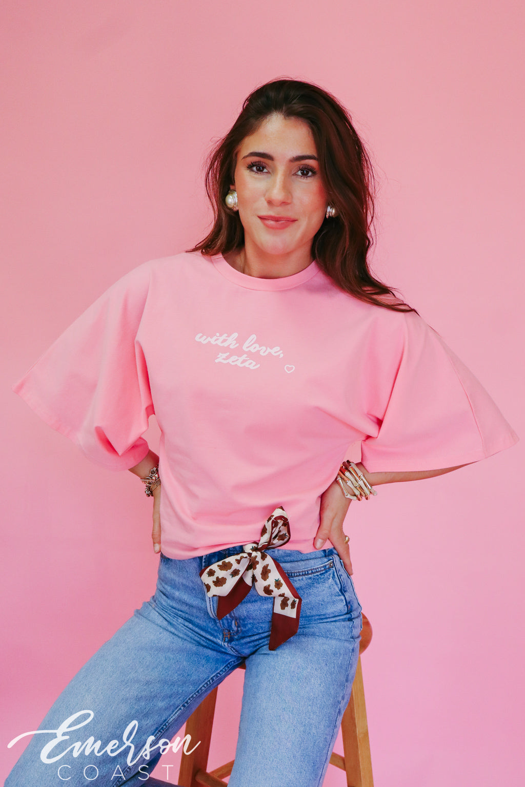Emerson Coast Bell Sleeve Cinched Waist Tee