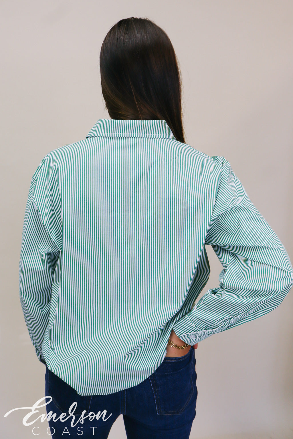 Zeta Green Striped Button Down Shirt