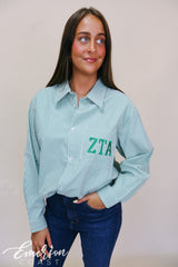 Zeta Green Striped Button Down Shirt