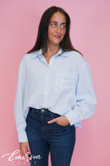 Sorority Pastel Striped Budget Button Down Shirt