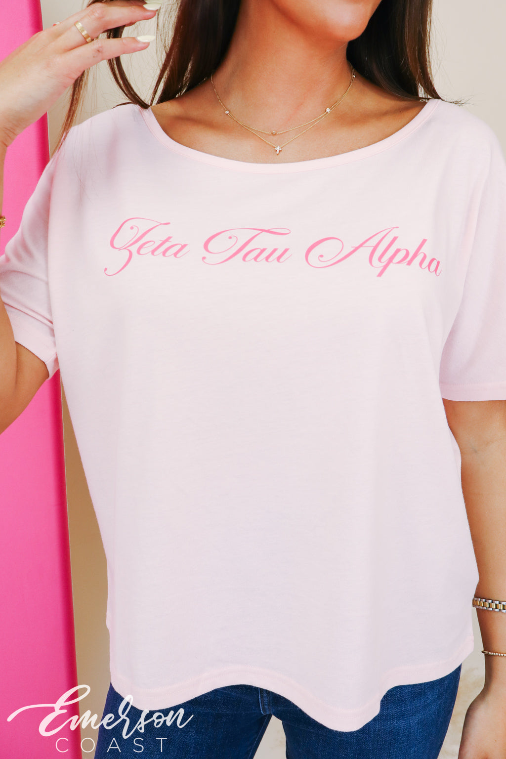 Zeta Tau Alpha Script Recruitment Slouchy Tee
